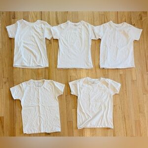 Bundle of Boys Five White Undershirts Hanes Fruit Loom Cotton Crewneck Medium